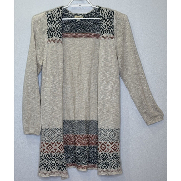 ONE WORLD Sweaters - One World Sweater Cardigan Womens XL Multicolor Aztec Tribal Print Open Front